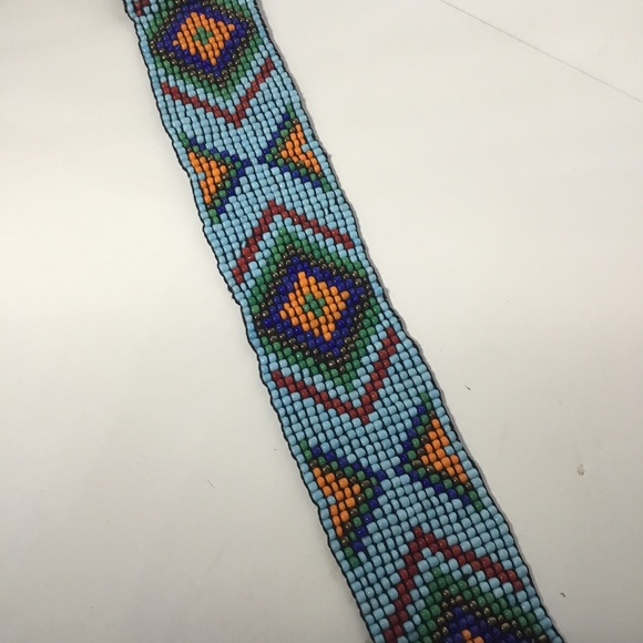 Southwest Handcrafted Multi Color Bead Stretchable Bohemian Belt Wooden Buckle - Picture 5 of 5